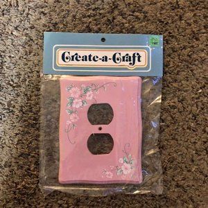 Vintage Create-a-Craft Double Switch Plate Cover NEW Pink Floral